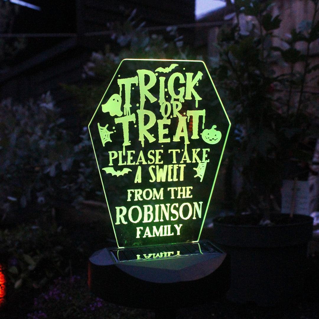Personalised Trick or Treat Halloween Solar Light – alternative view