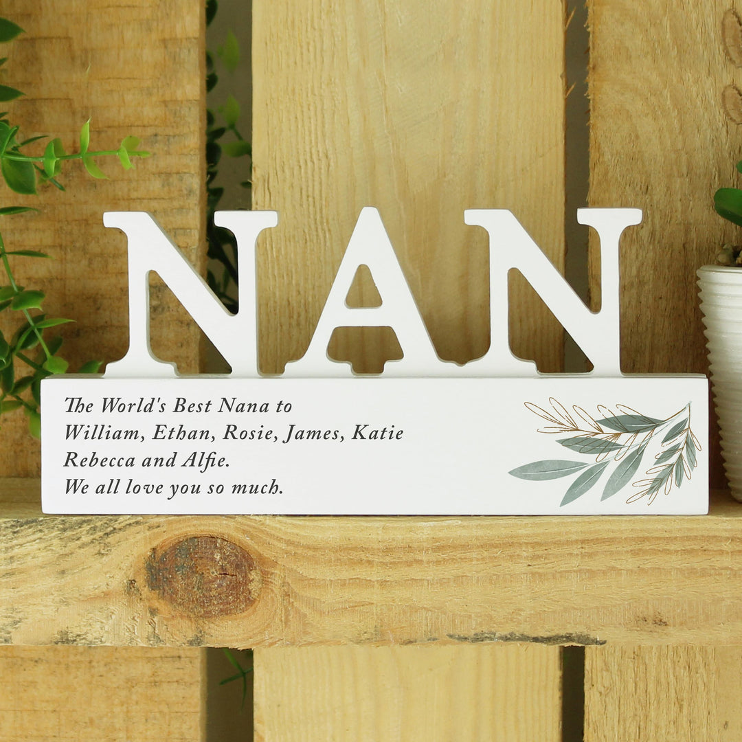 Personalised Botanical Wooden Nan Ornament – alternative view