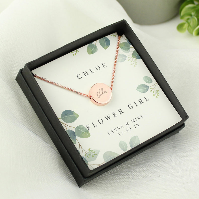 Personalised Botanical Sentiment Gold Tone Necklace and Box