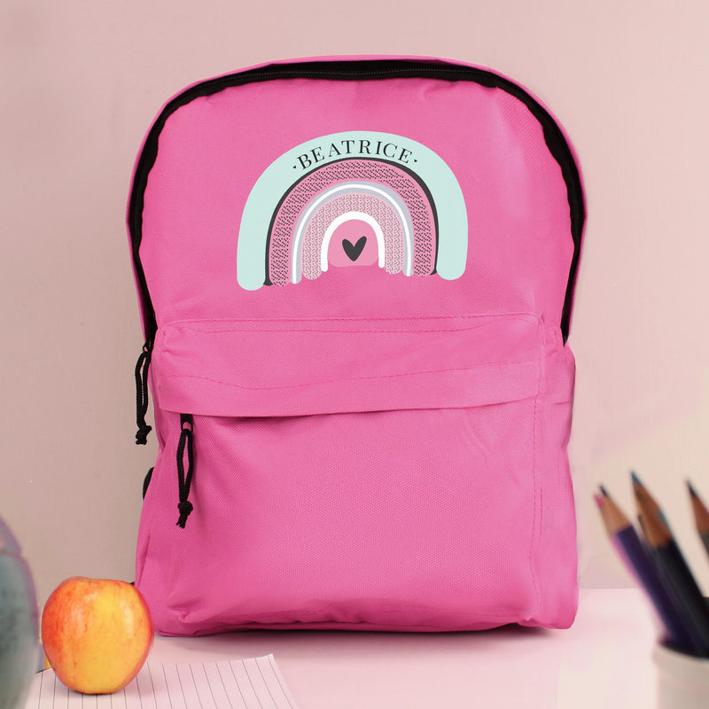 Personalised Rainbow Pink Backpack