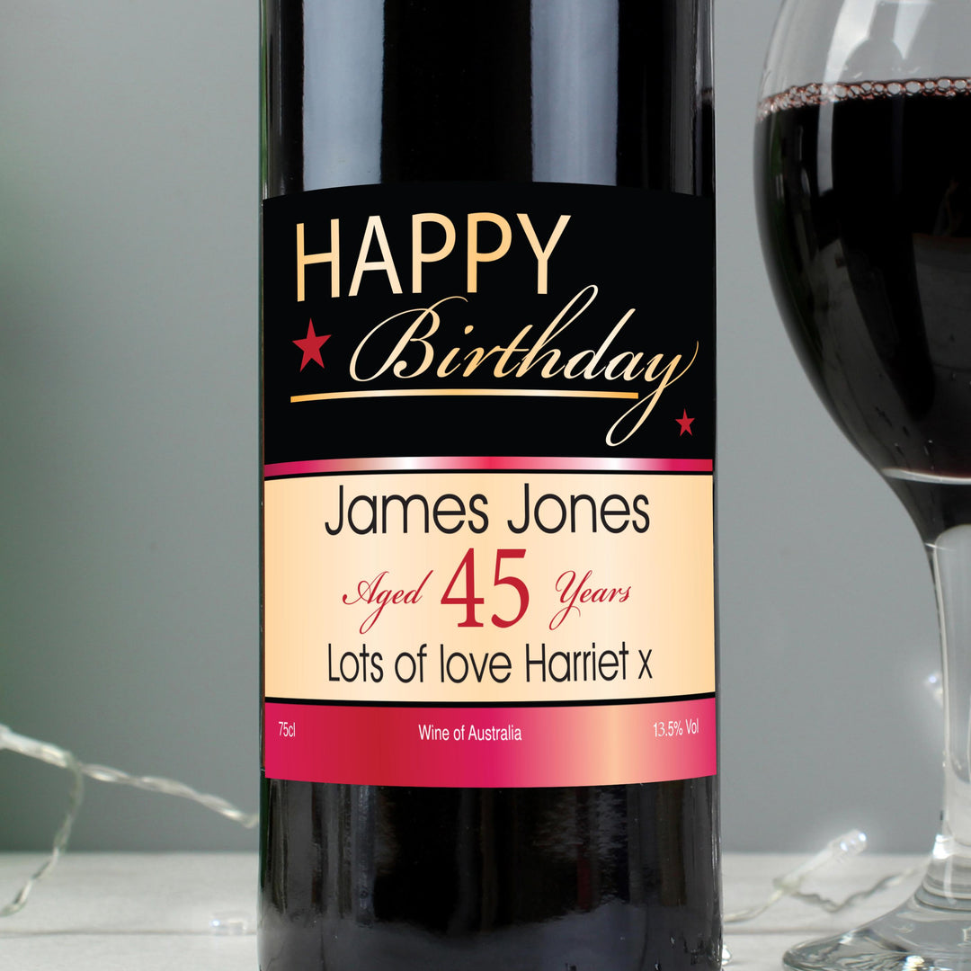 Personalised Happy Birthday Red Wine, The Personal Shop, personalised gifts