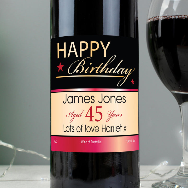 Personalised Happy Birthday Red Wine, The Personal Shop, personalised gifts