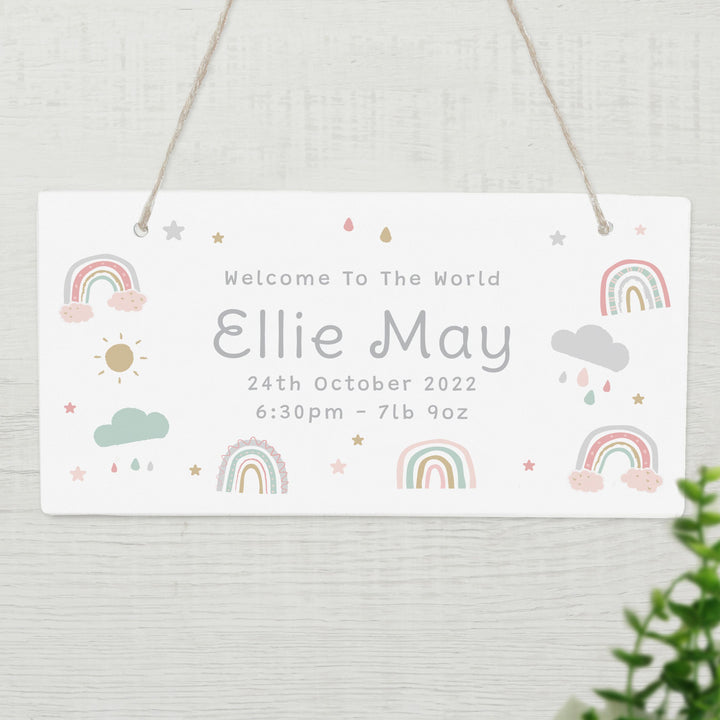 Personalised Rainbow Wooden Sign – alternative view