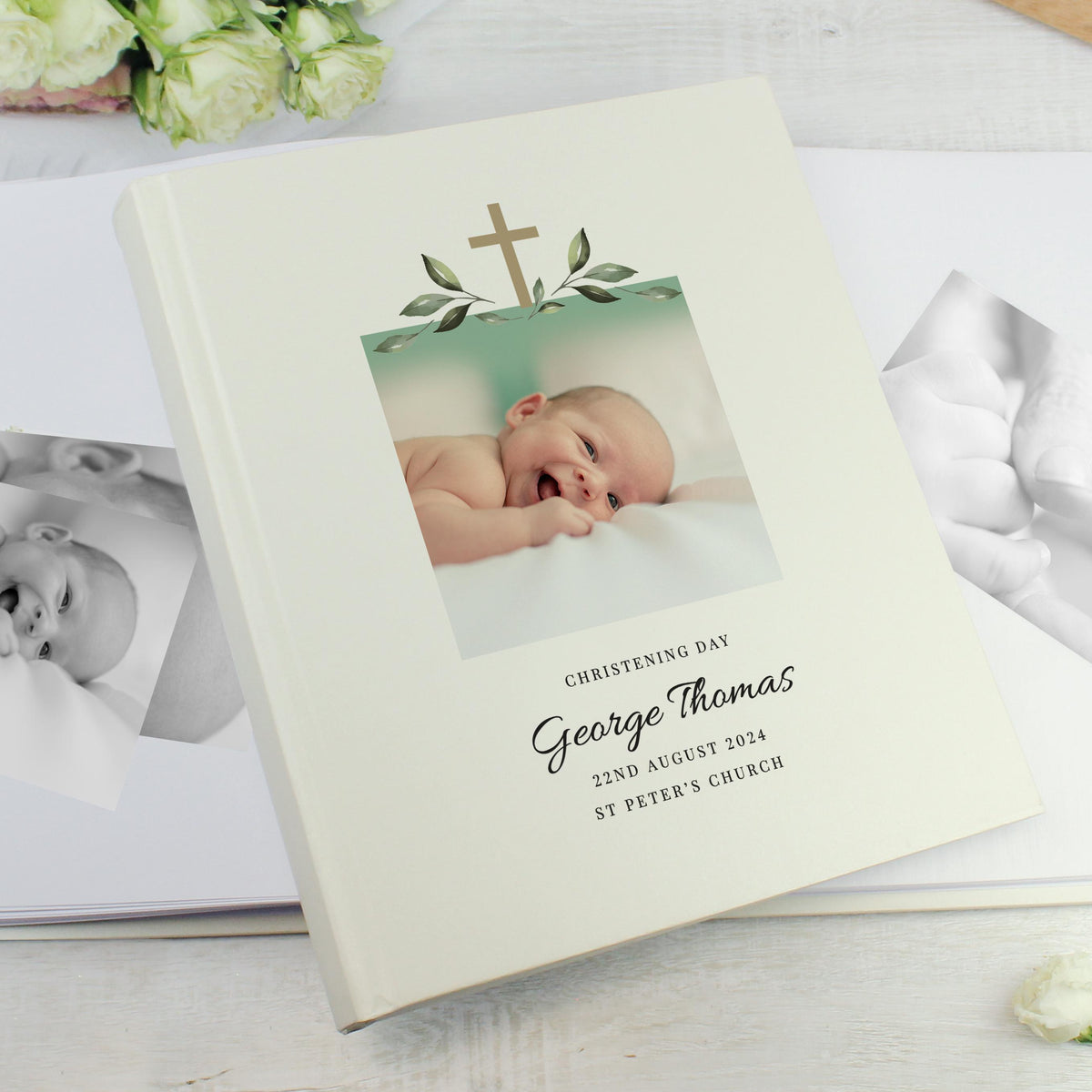 Personalised Christening Photo Upload Traditional Photo Album – alternative view