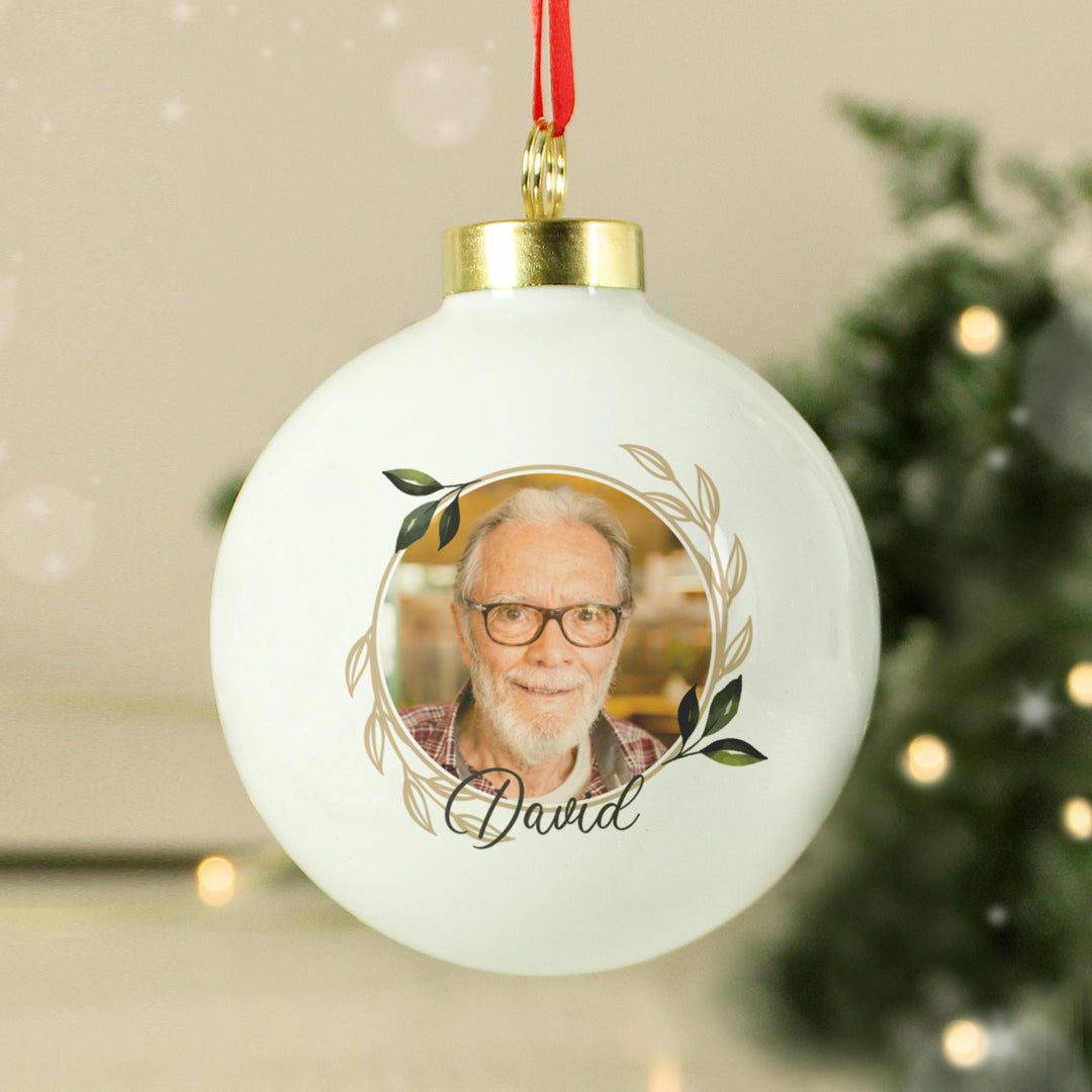 Personalised Photo Upload Memorial Bauble – alternative view