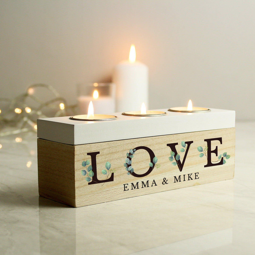 Personalised Botanical Triple Tea Light Box, The Personal Shop, personalised gifts