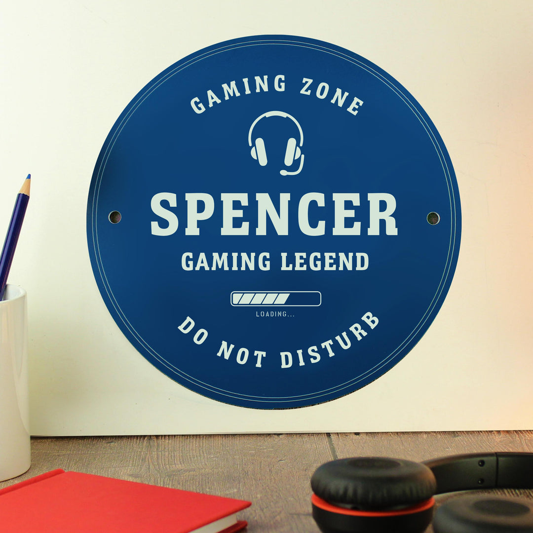 Personalised Gaming Blue Plaque, The Personal Shop, personalised gifts