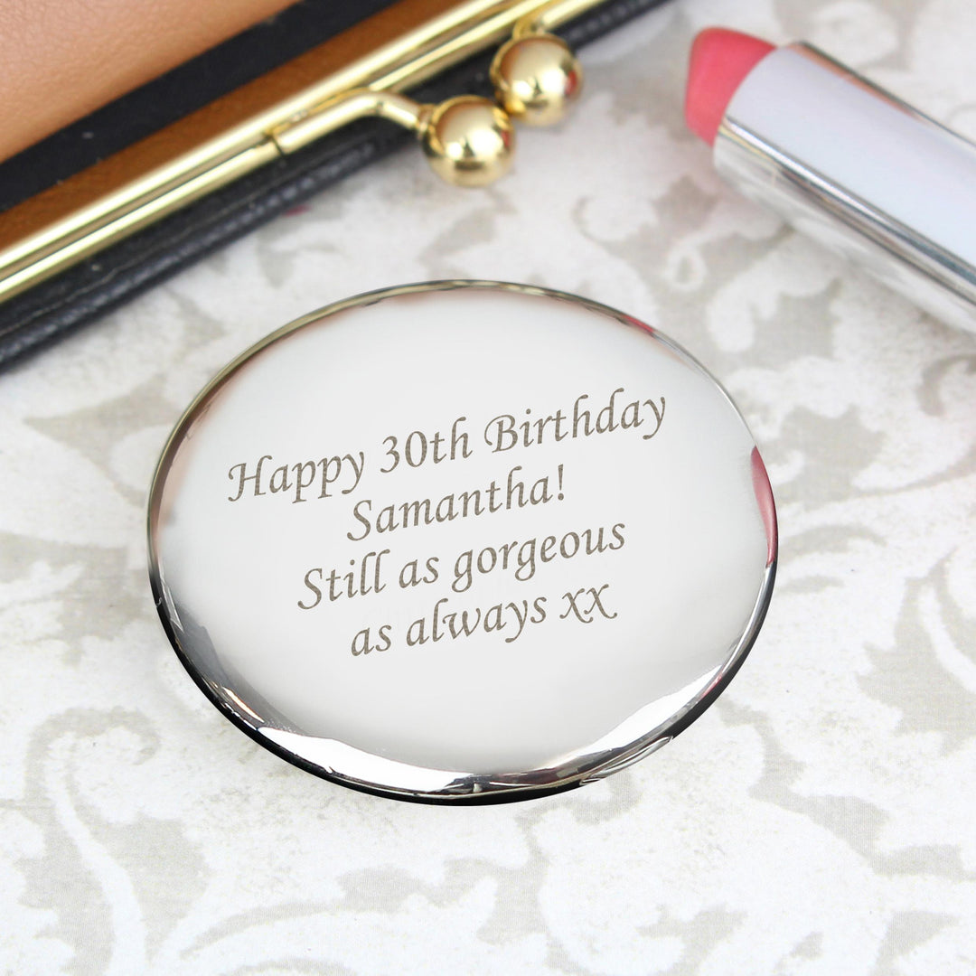 Personalised Silver Round Compact Mirror – alternative view