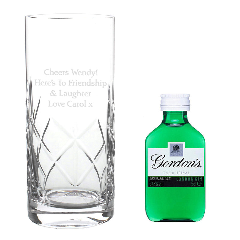 Personalised Cut Crystal & Gin Gift Set