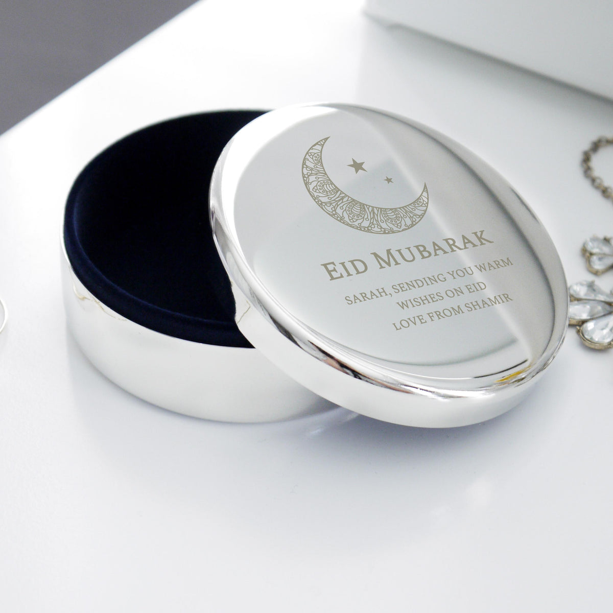 Personalised Eid Round Trinket Box – alternative view