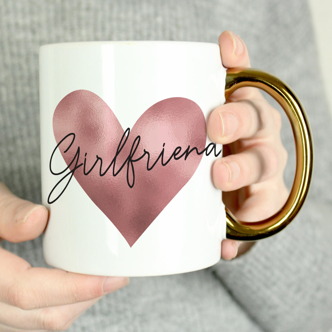 Personalised Rose Gold Heart Handled Mug
