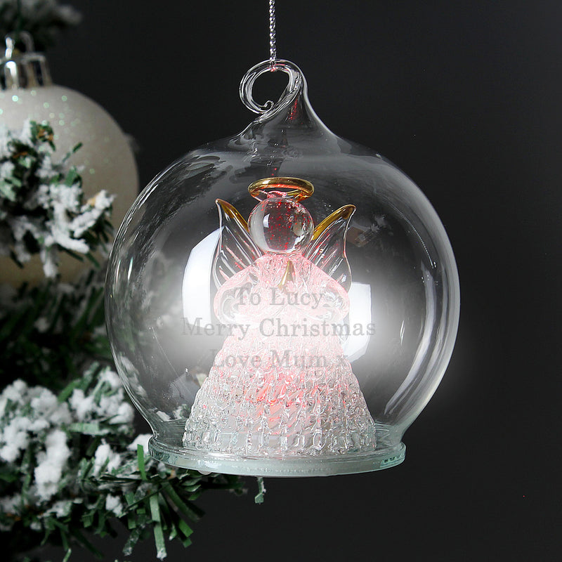 Personalised Christmas Message LED Angel Bauble