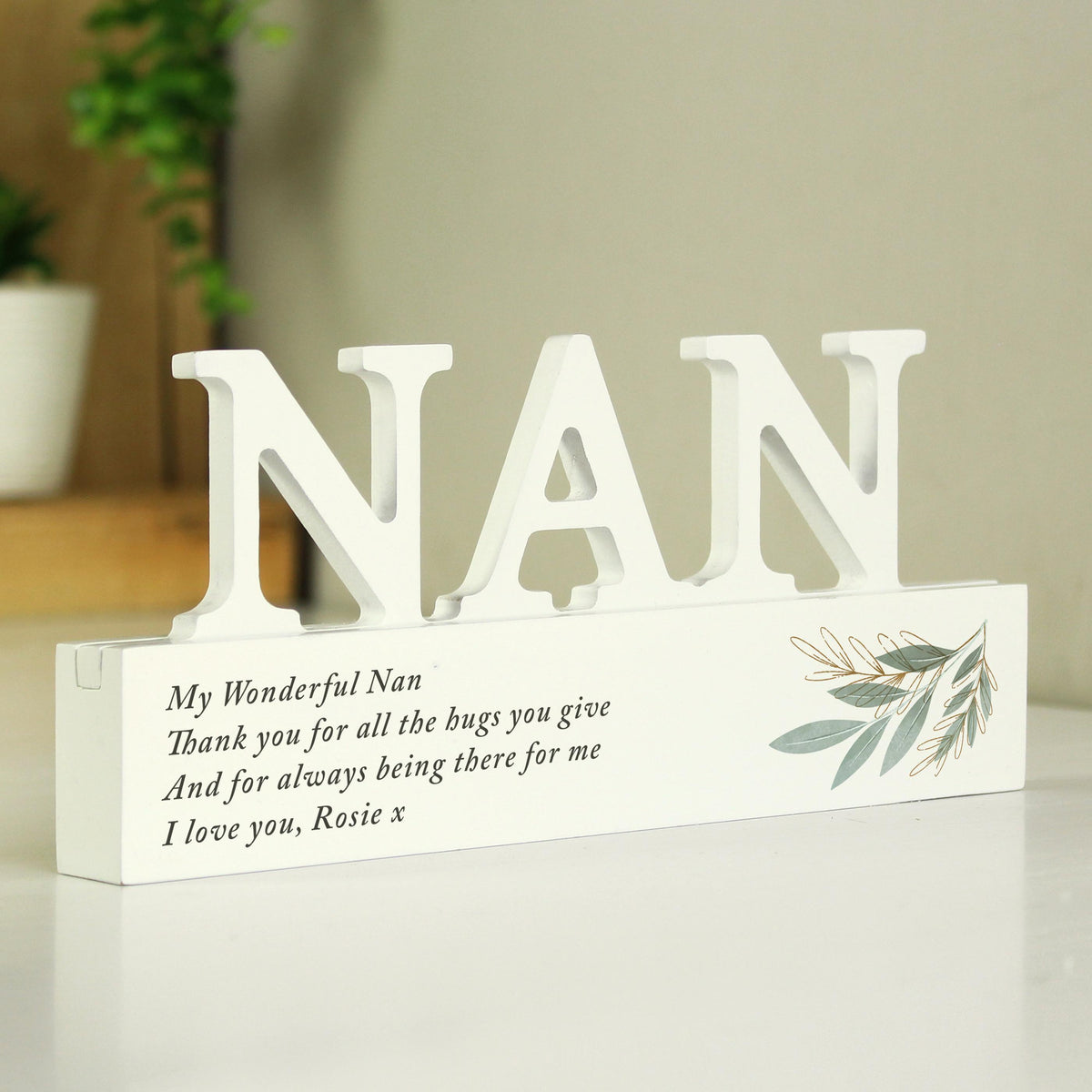 Personalised Botanical Wooden Nan Ornament – alternative view
