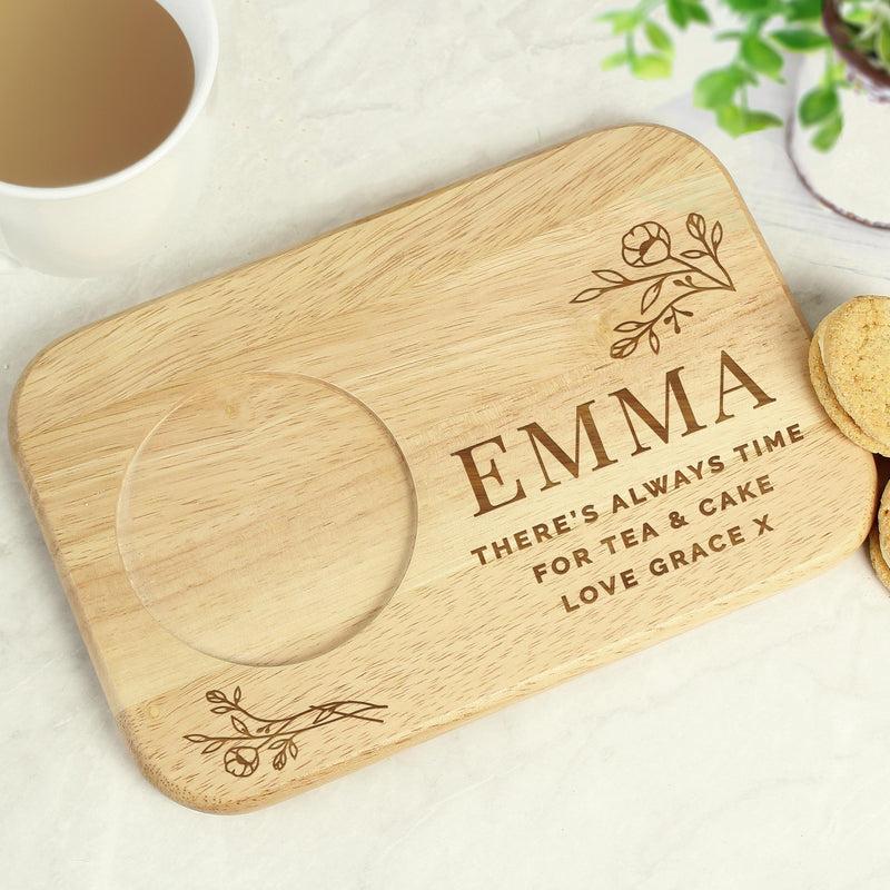 Personalised Floral Wooden Coaster Tray