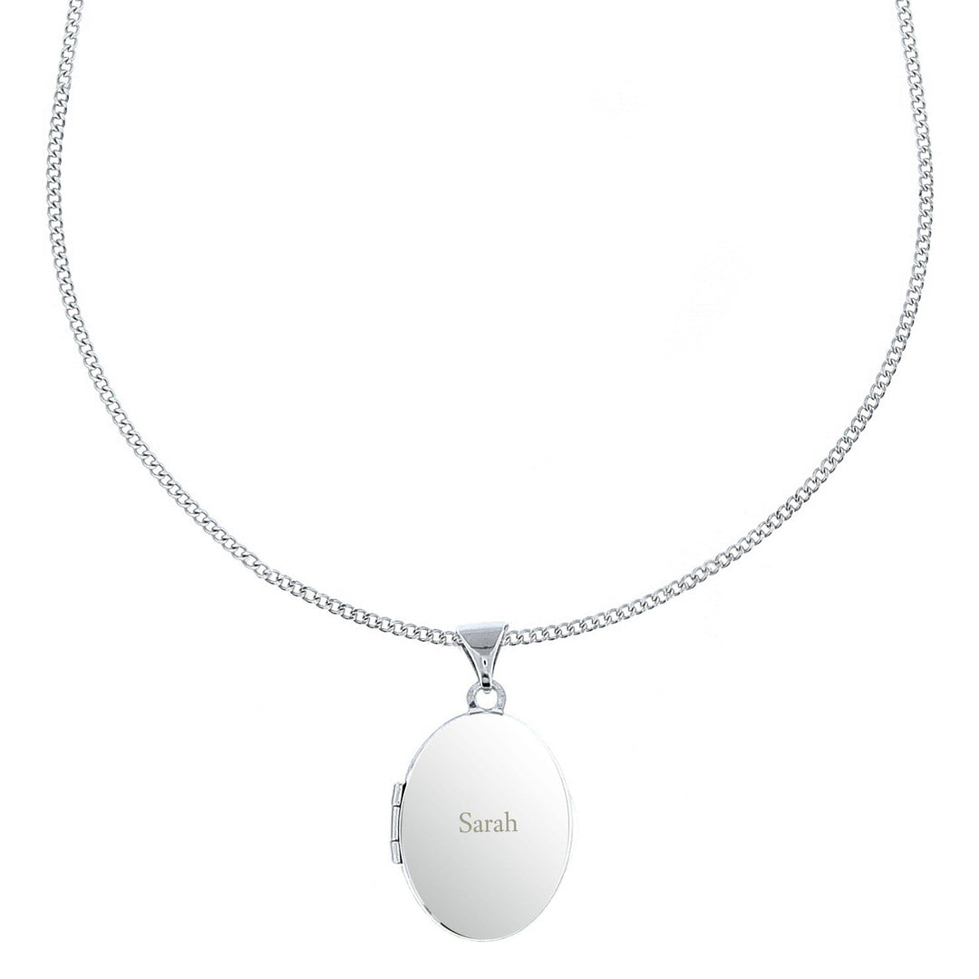 Personalised Sterling Silver Oval Locket Necklace – alternative view