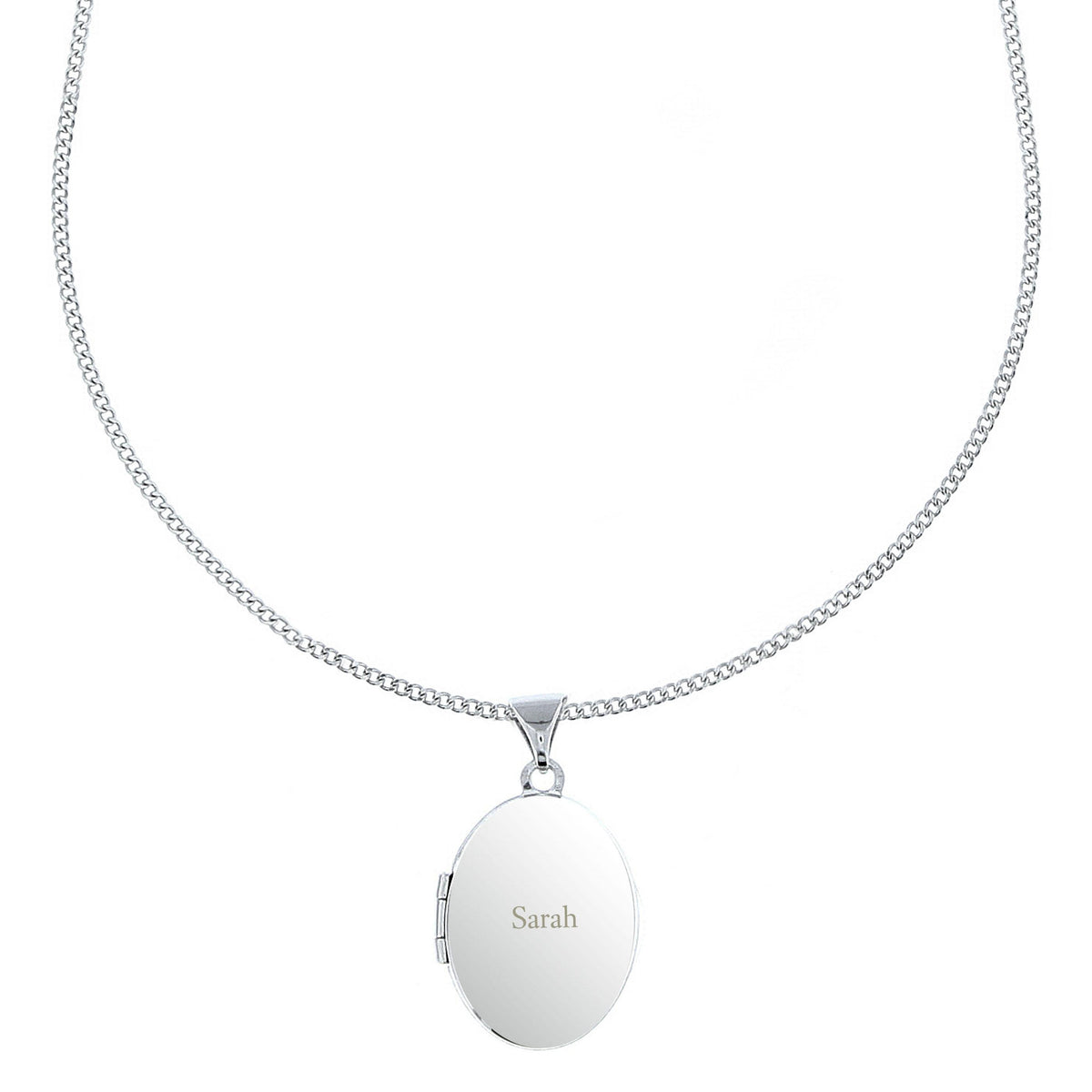 Personalised Sterling Silver Oval Locket Necklace – alternative view