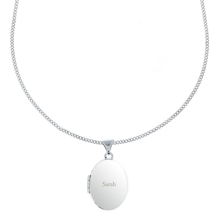 Personalised Sterling Silver Oval Locket Necklace – alternative view