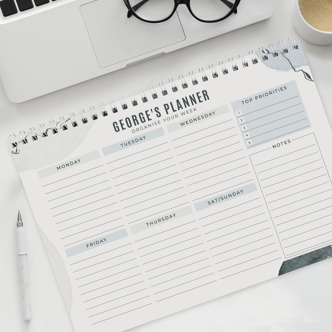 Personalised Abstract A4 Desk Planner – alternative view