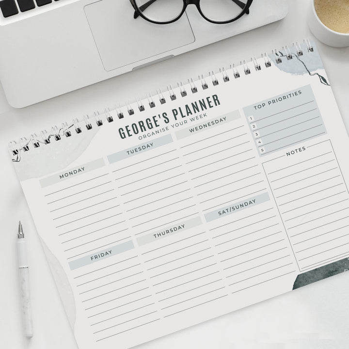Personalised Abstract A4 Desk Planner – alternative view