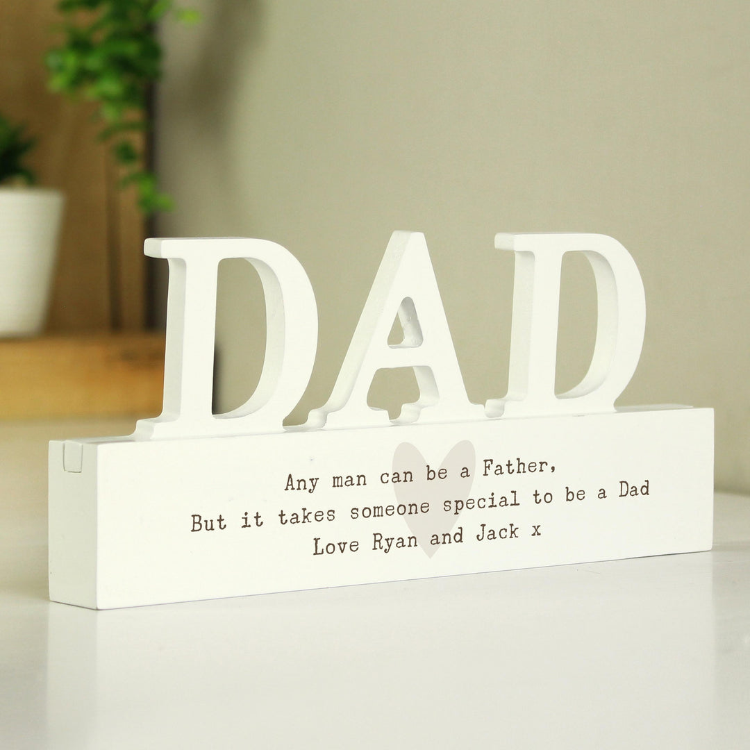 Personalised Free Text Heart Wooden Dad Ornament – alternative view