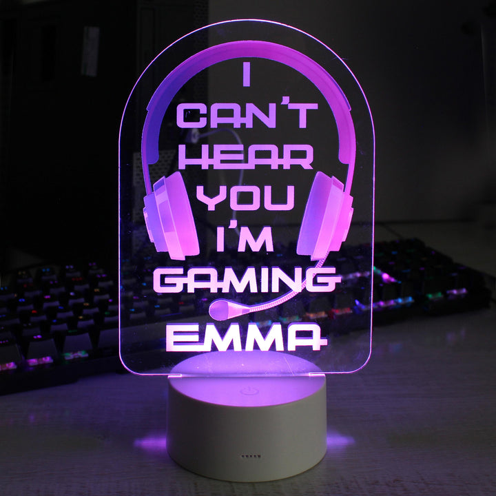 Personalised Pink Gaming LED Colour Changing Night Light, The Personal Shop, personalised gifts