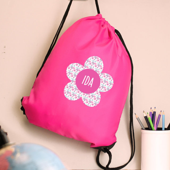 Personalised Flower Pink Kit Bag – alternative view
