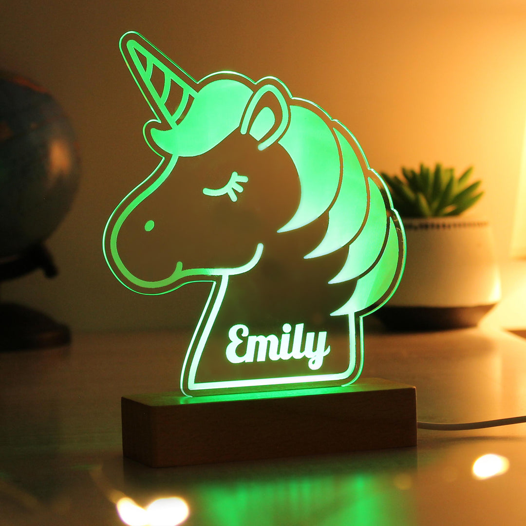 Personalised Unicorn Wooden Based LED Light - alternative view