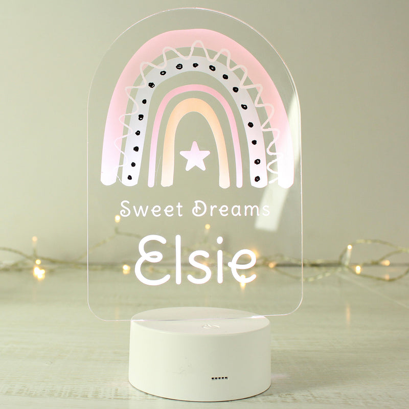 Personalised Pink Rainbow LED Colour Changing Night Light