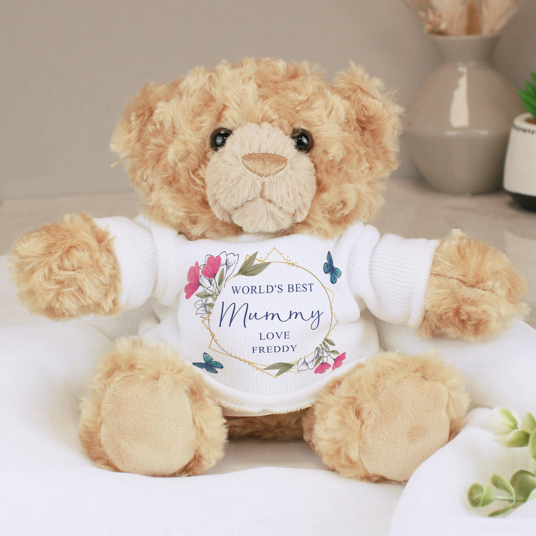 Personalised Geometric Floral Teddy Bear - alternative view