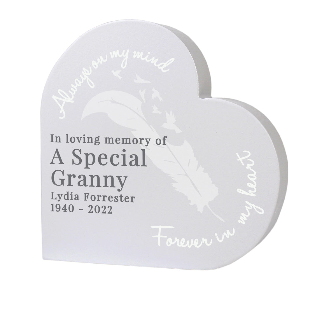 Personalised Feather Memorial Heart Ornament – alternative view