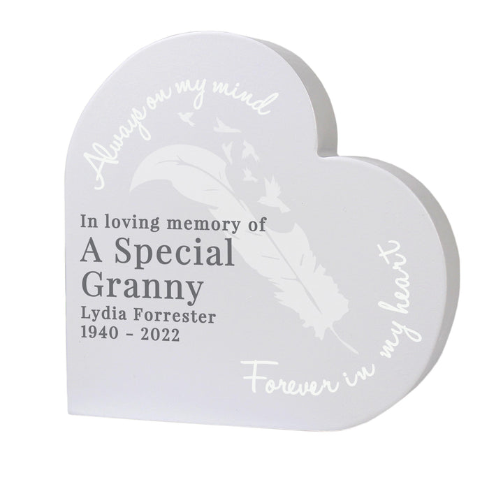 Personalised Feather Memorial Heart Ornament – alternative view
