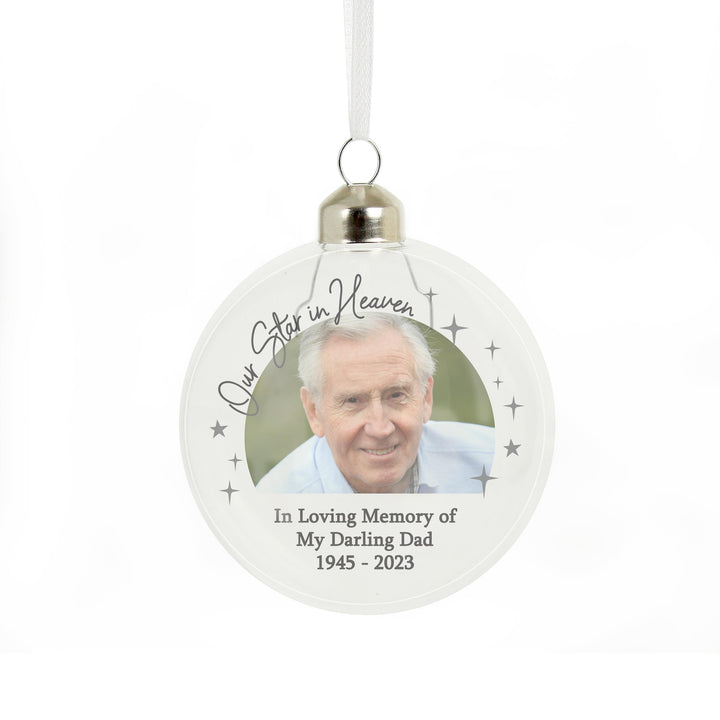 Personalised Photo Upload Memorial Glass Bauble – alternative view