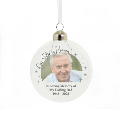 Personalised Photo Upload Memorial Glass Bauble