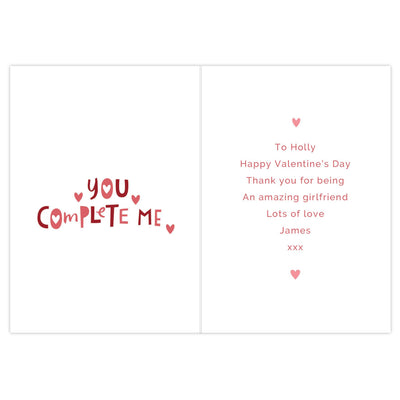Personalised You Complete Me Card