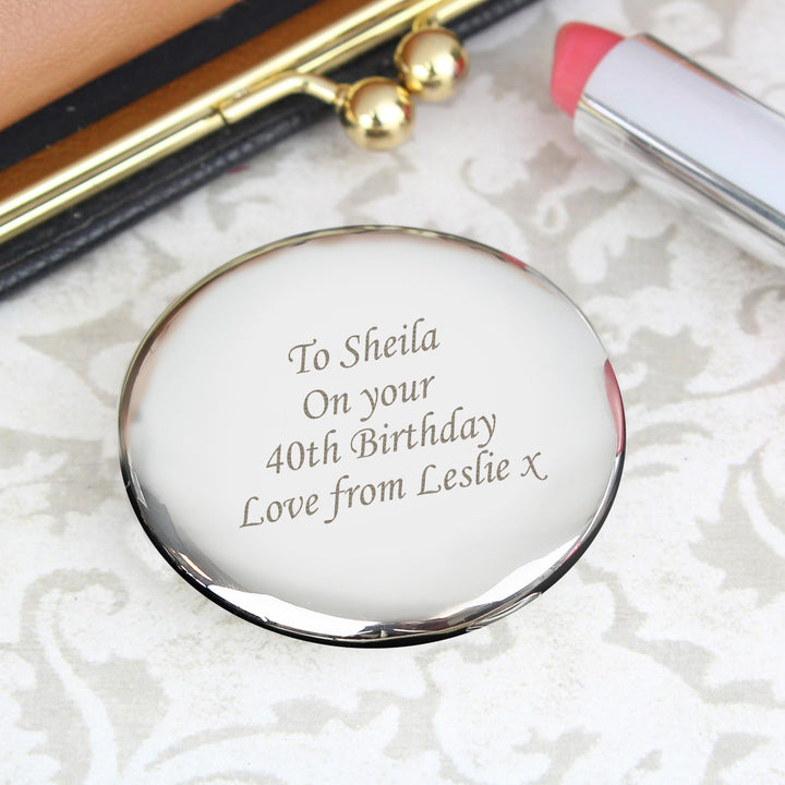 Personalised Silver Round Compact Mirror – alternative view