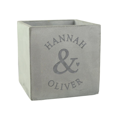 Personalised Couples Concrete Pot