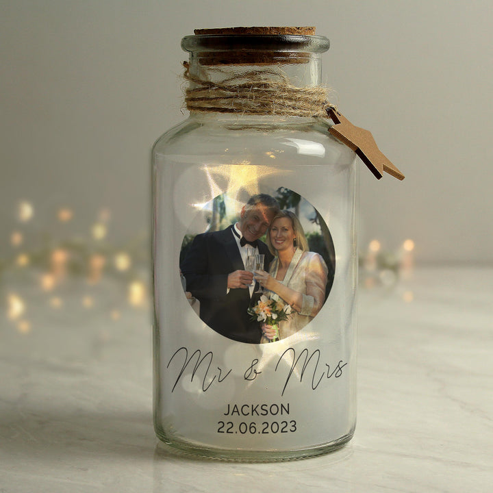 Personalised Photo Upload LED Glass Jar - alternative view