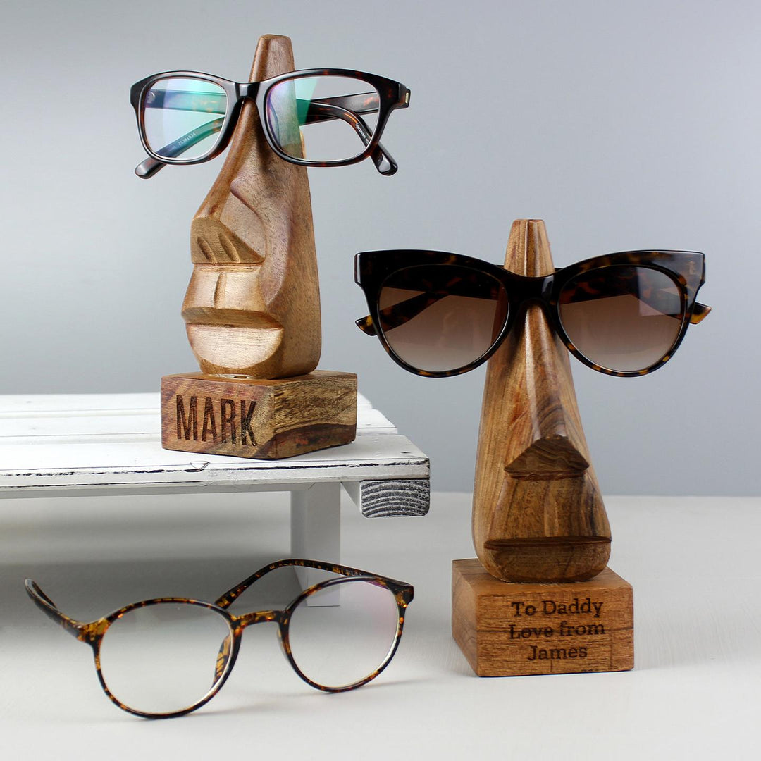 Personalised Wooden Nose-Shaped Glasses Holder, The Personal Shop, personalised gifts