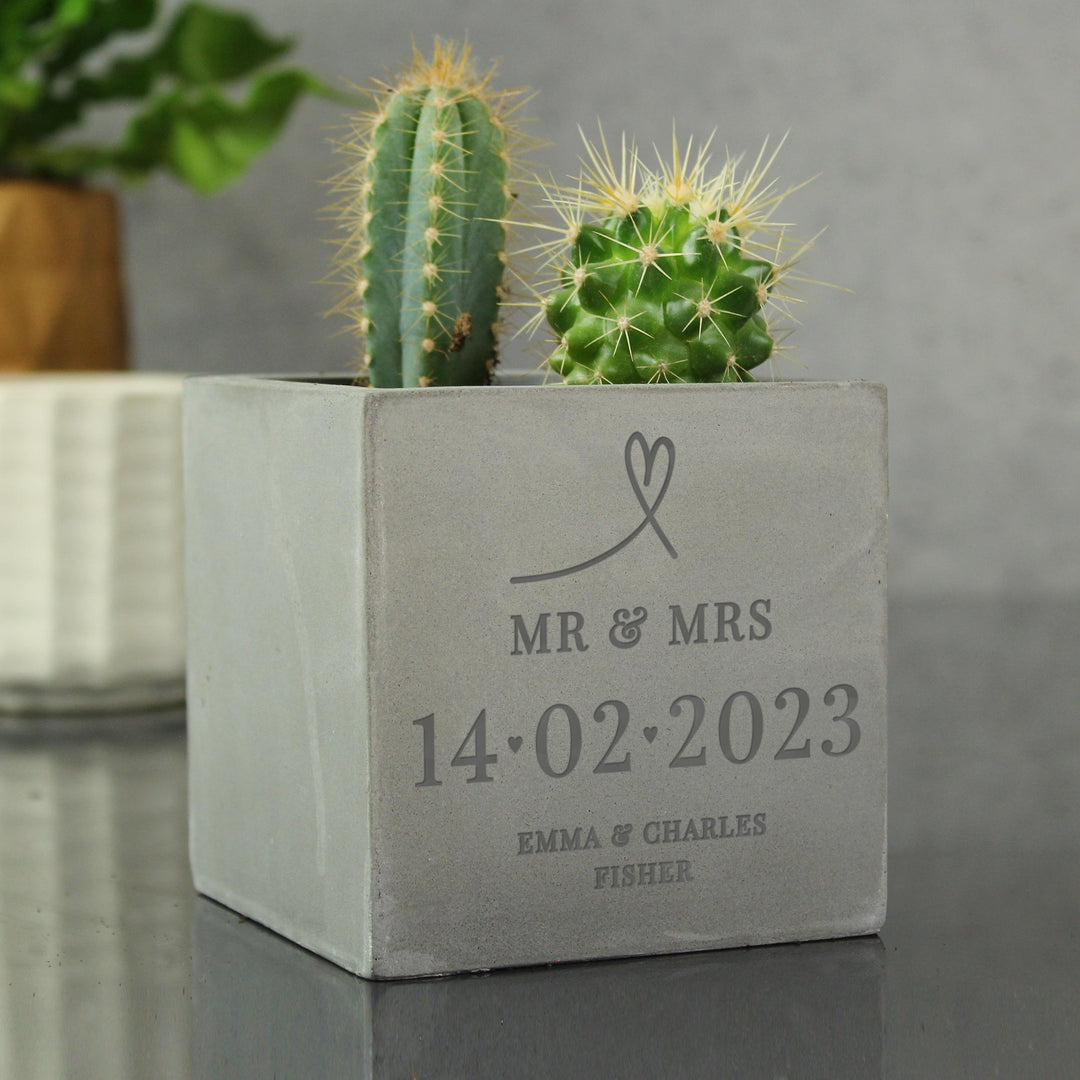 Personalised Large Date Concrete Pot