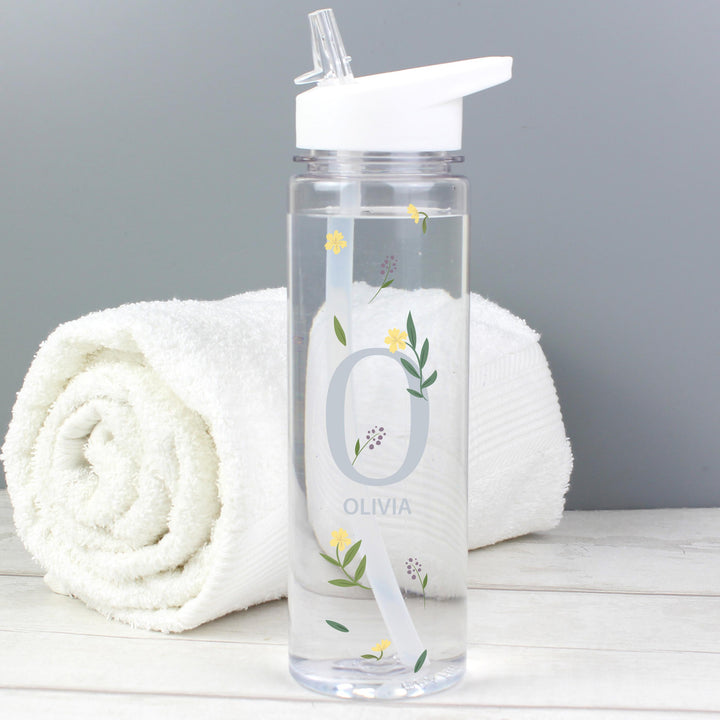 Personalised Floral Initial Water Bottle – alternative view