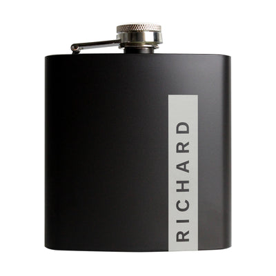 Personalised Name Only Black Hip Flask