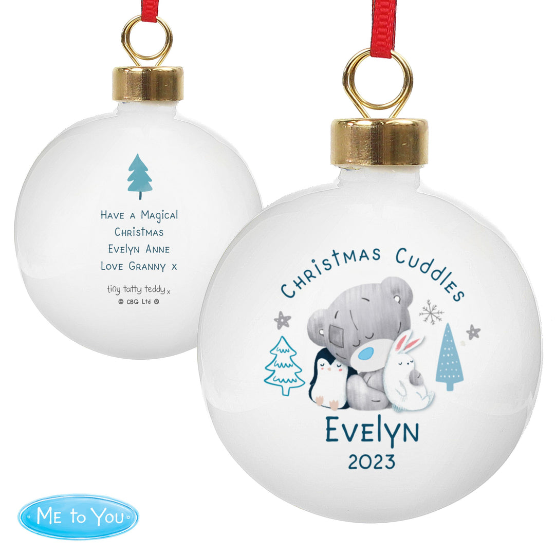 Personalised Winter Explorer First Christmas Tiny Tatty Teddy Bauble – alternative view