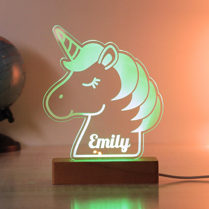 Personalised Unicorn Wooden Based LED Light - alternative view