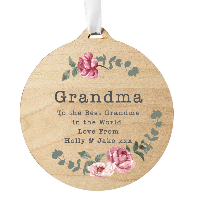 Personalised Floral Watercolour Round Wooden Decoration, The Personal Shop, personalised gifts