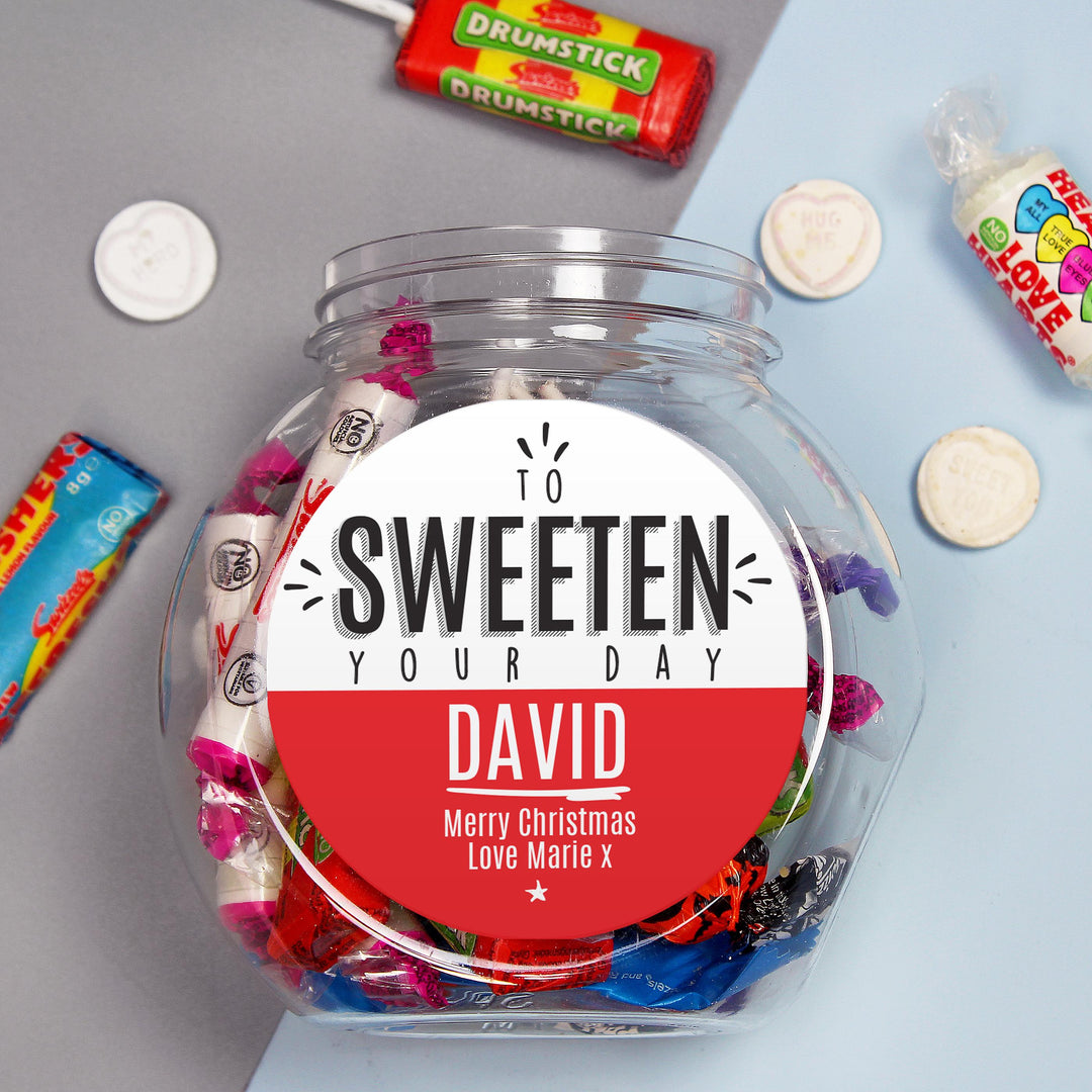 Personalised To Sweeten Your Day Sweet Jar, The Personal Shop, personalised gifts