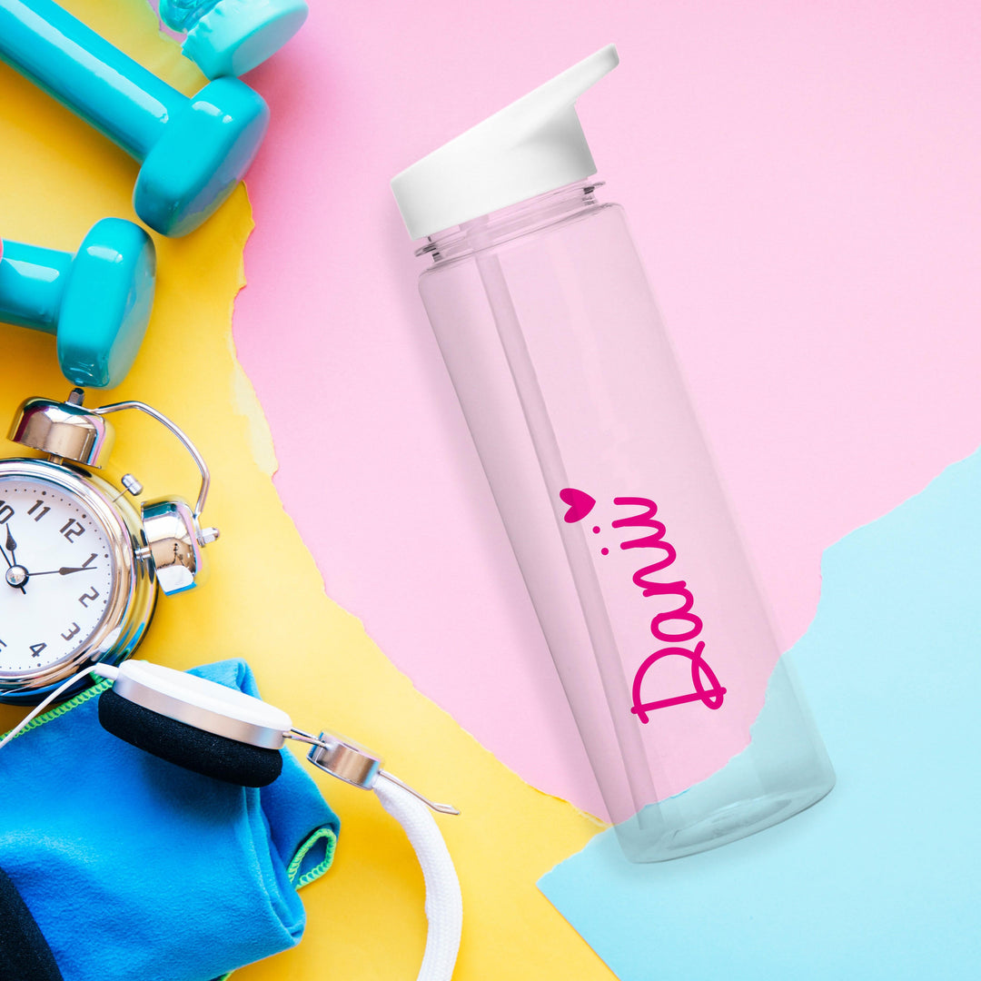 Personalised Pink Heart Name Only Water Bottle, The Personal Shop, personalised gifts