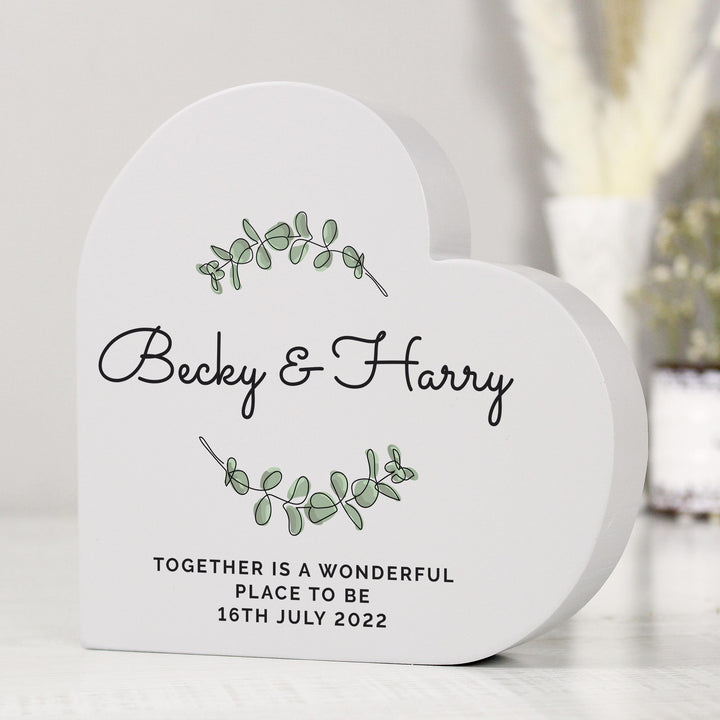 Personalised Botanical Free Standing Heart Ornament, The Personal Shop, personalised gifts