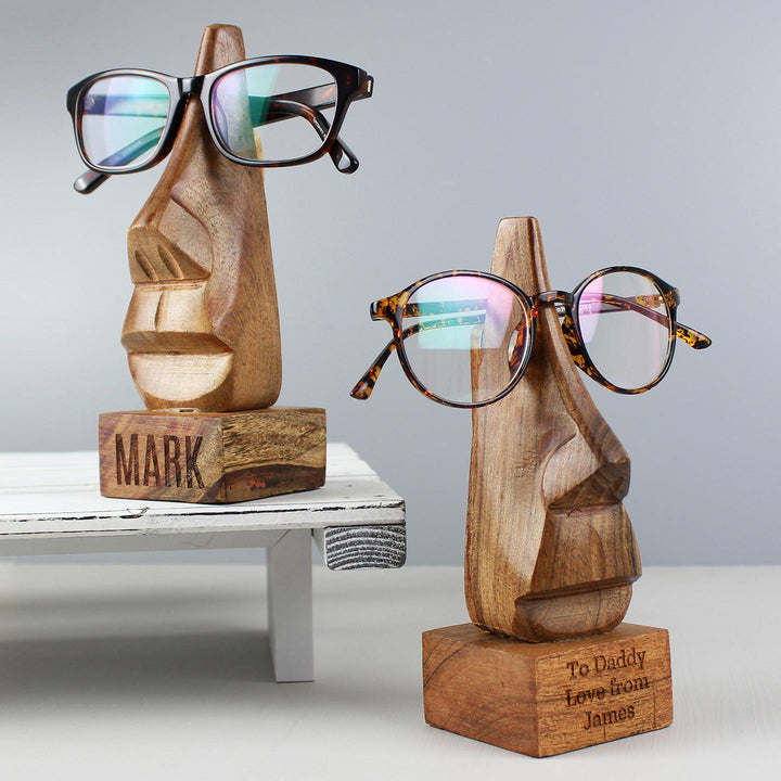 Personalised Wooden Nose-Shaped Glasses Holder, The Personal Shop, personalised gifts
