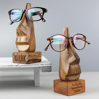 Personalised Wooden Nose-Shaped Glasses Holder