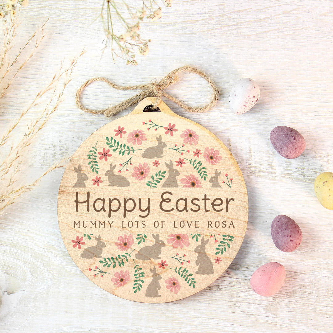 Personalised Easter Round Wooden Decoration – alternative view